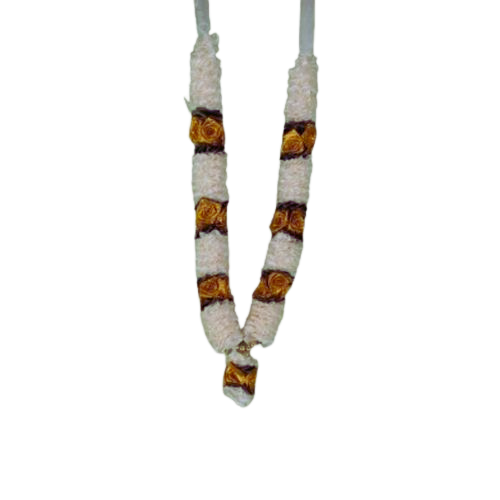 OM Bhakti White Cloth Mala 1Ft