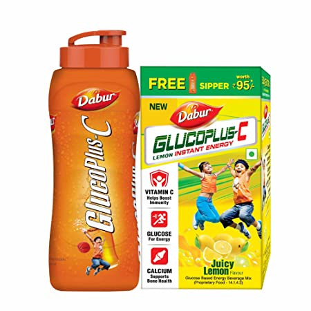 Dabur Glucose Plus C Lemon 500G Free Sipper
