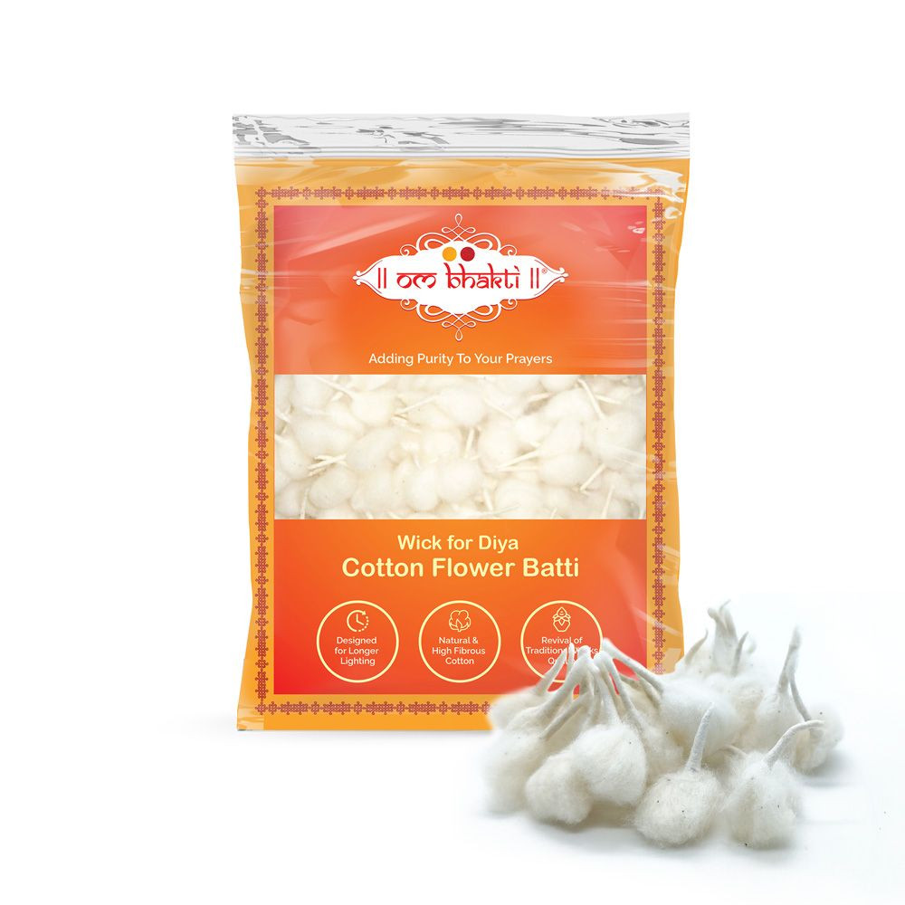 OM Bhakti Cotton Flower Batti 60Pc