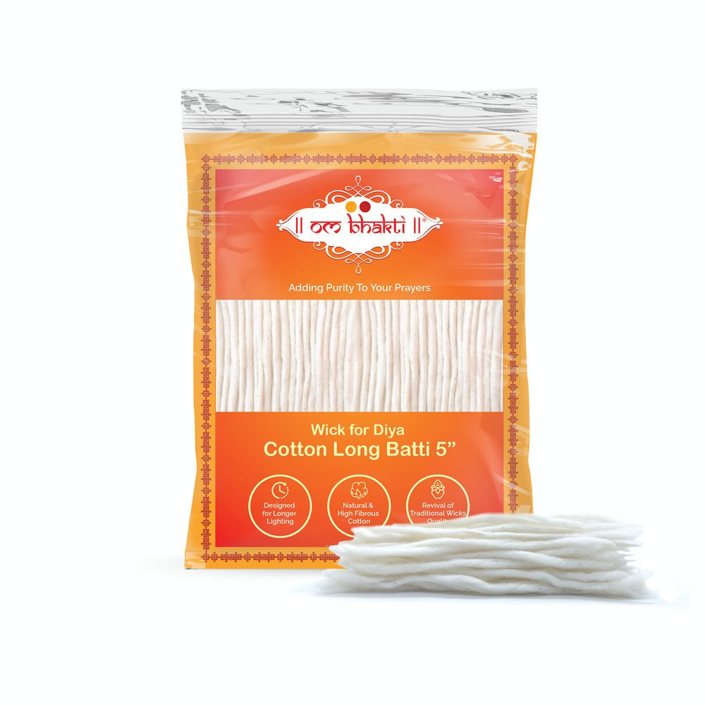 OM Bhakti 5 Inch Long Cotton Batti 75Pc