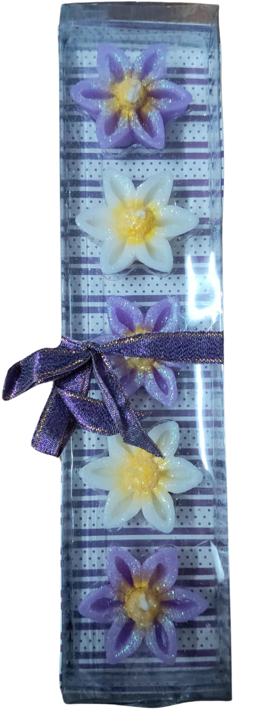 Multicolour Flower Shaped Candles Pack of 5