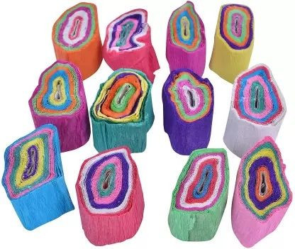 Multi Colour Paper Crepe Ribbon 12Pc