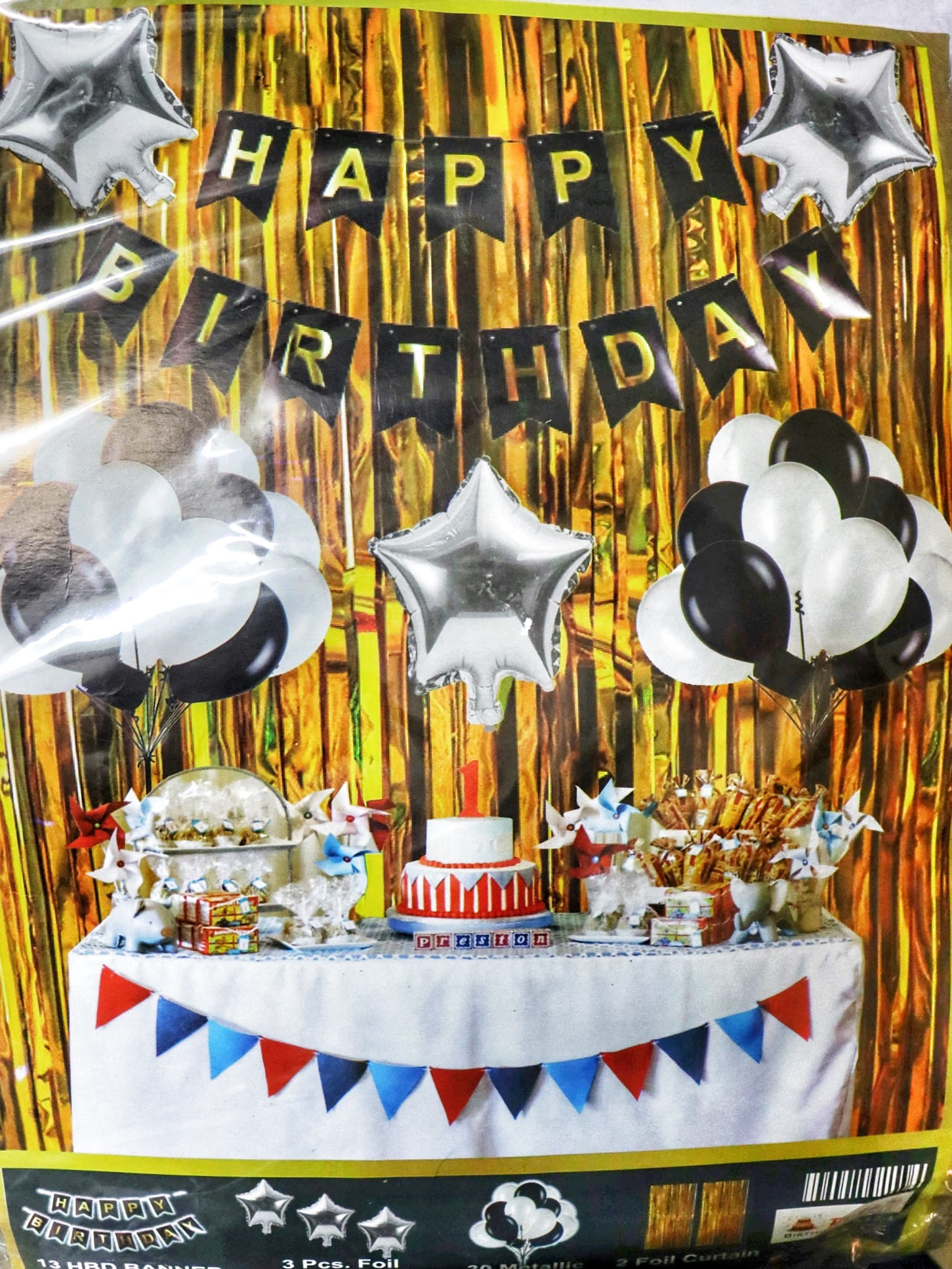 Gold And Silver Decoration Kit - Happy Birthday 48Pc