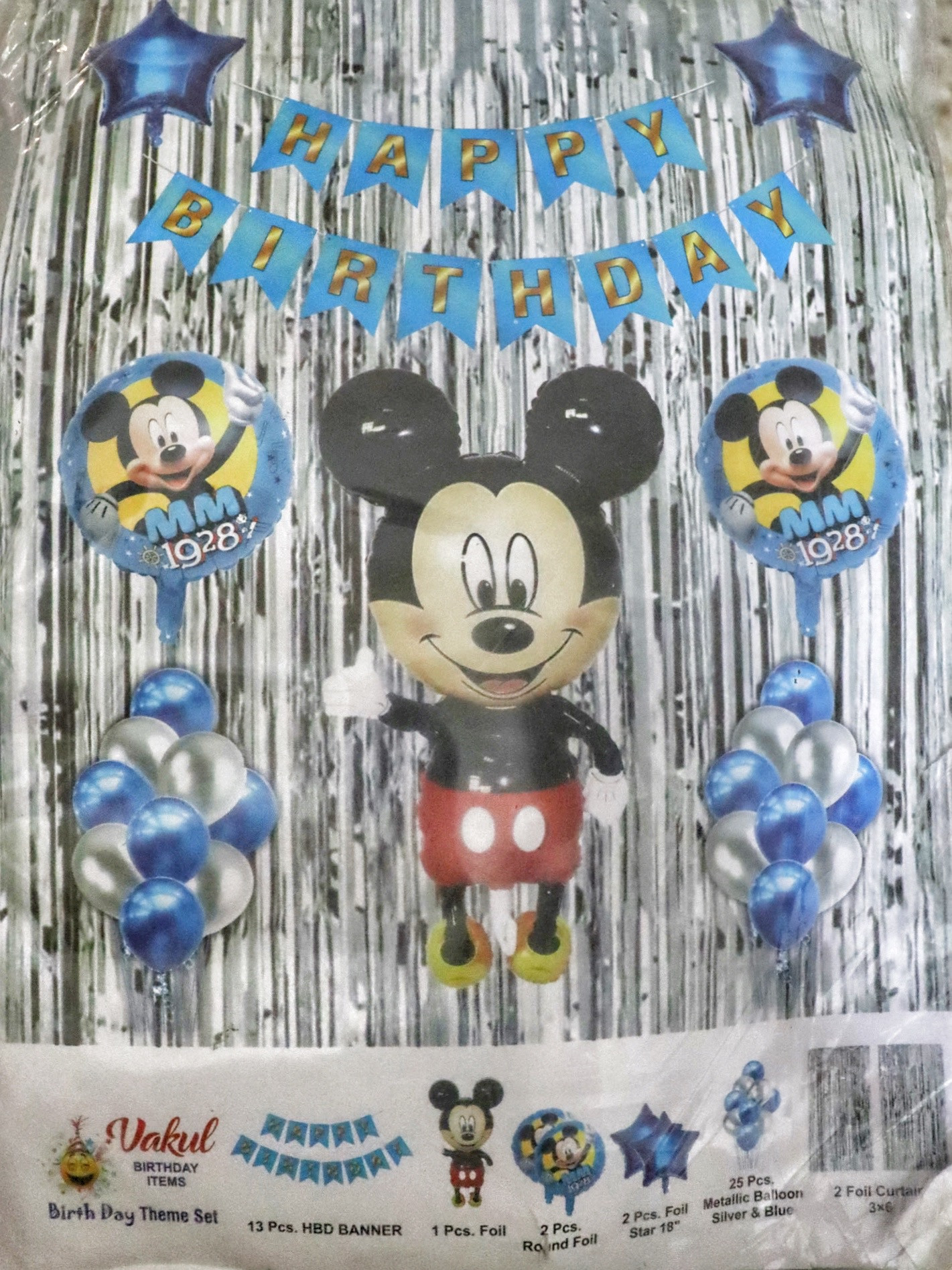 White And Blue Decoration Kit - Happy Birthday 45Pc