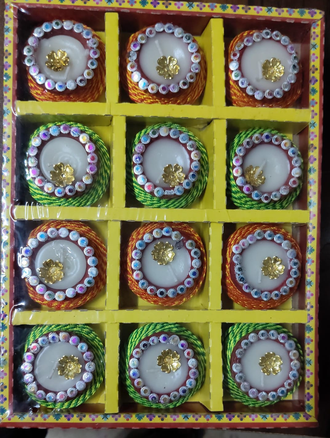 Multicolour Diya Shaped Candles Pack of 12